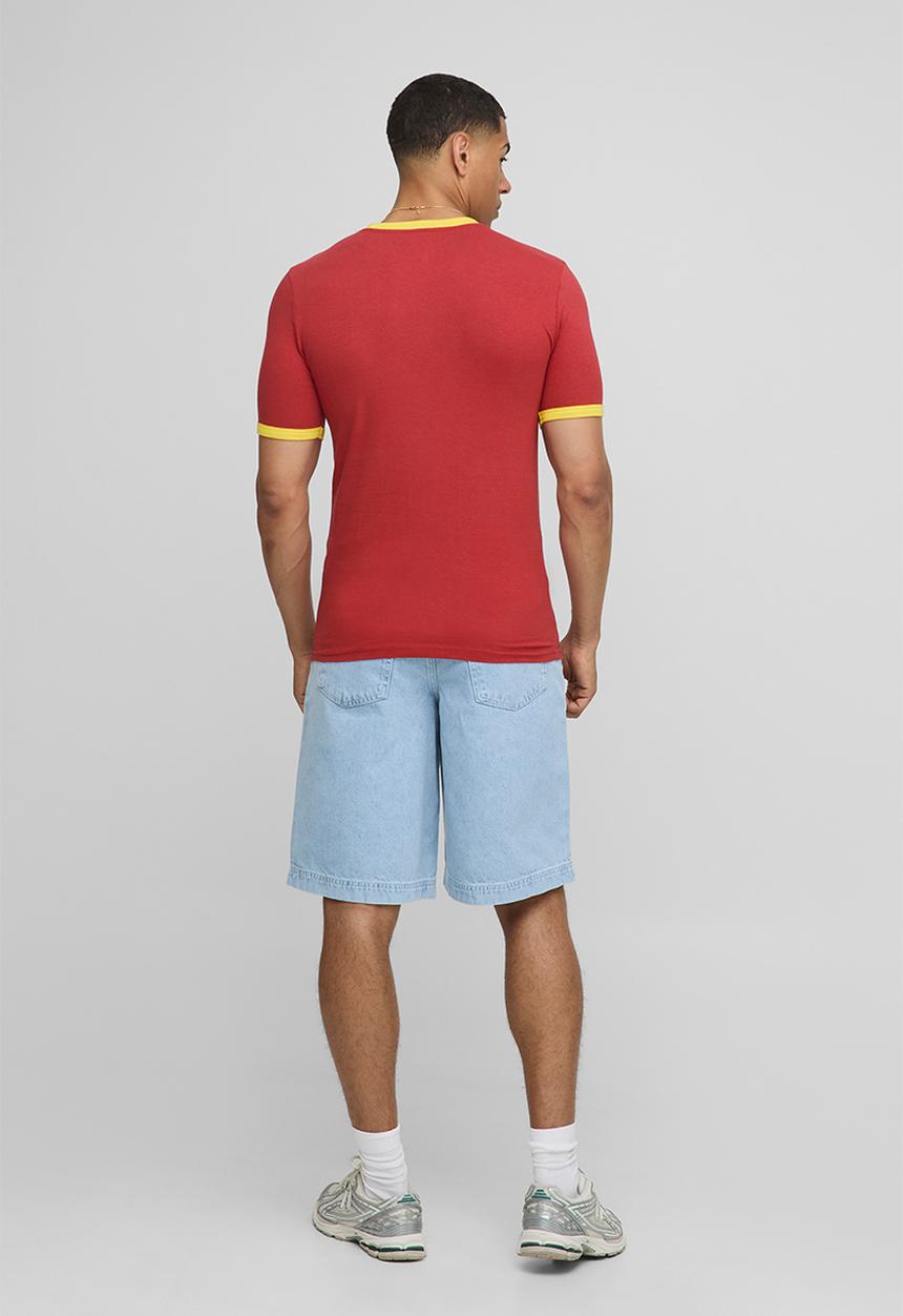 boohooMAN - Muscle Fit Hombre Racing Ringer T-Shirt - Red
