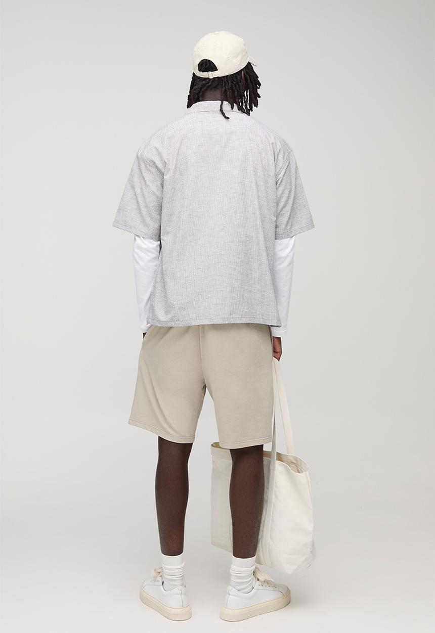 boohooMAN - Oversized Micro Check Double Pocket Revere Shirt - Grey