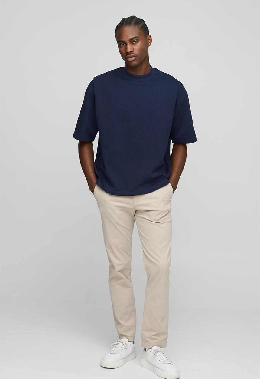 boohooMAN - Oversized Boxy Extended Neck Heavyweight T-shirt - Navy