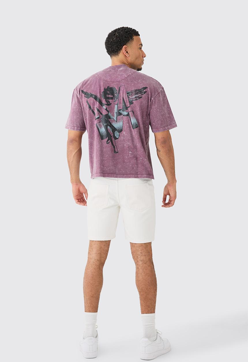 boohooMAN - Slim Rigid Denim Shorts In White - White