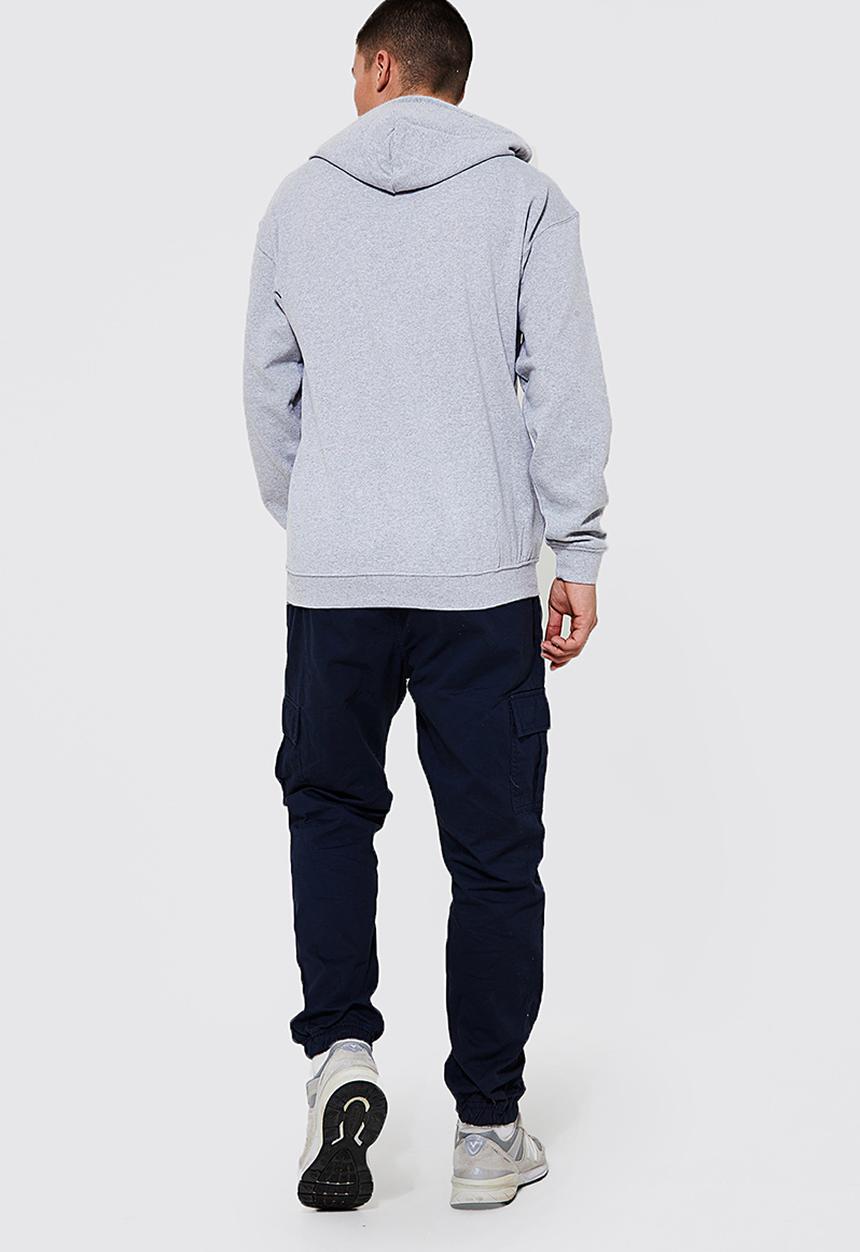 boohooMAN - Elasticated Waist Slim Fit Cargo Trouser - Navy