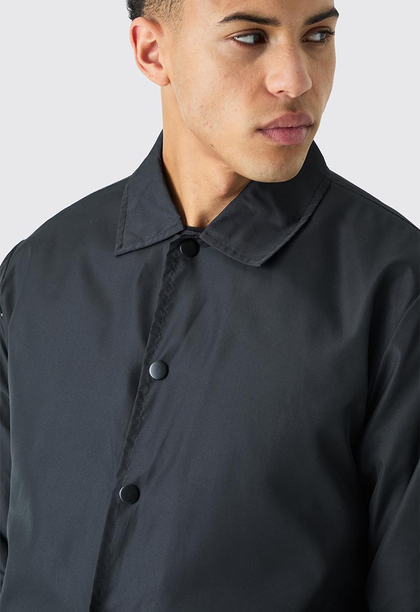 boohooMAN - Collared Coach Jacket - Black