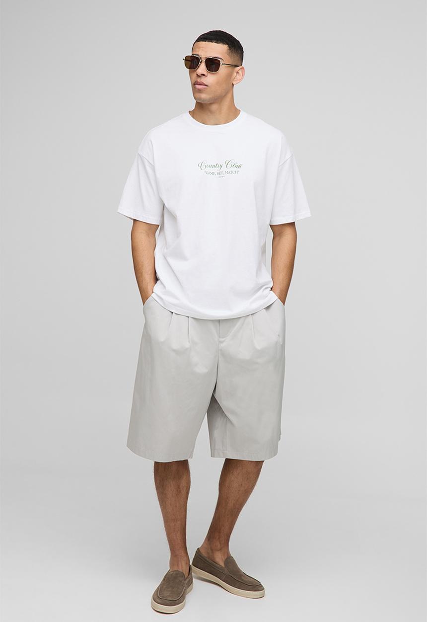 boohooMAN - Oversized Country Club Tennis Graphic T-shirt - White