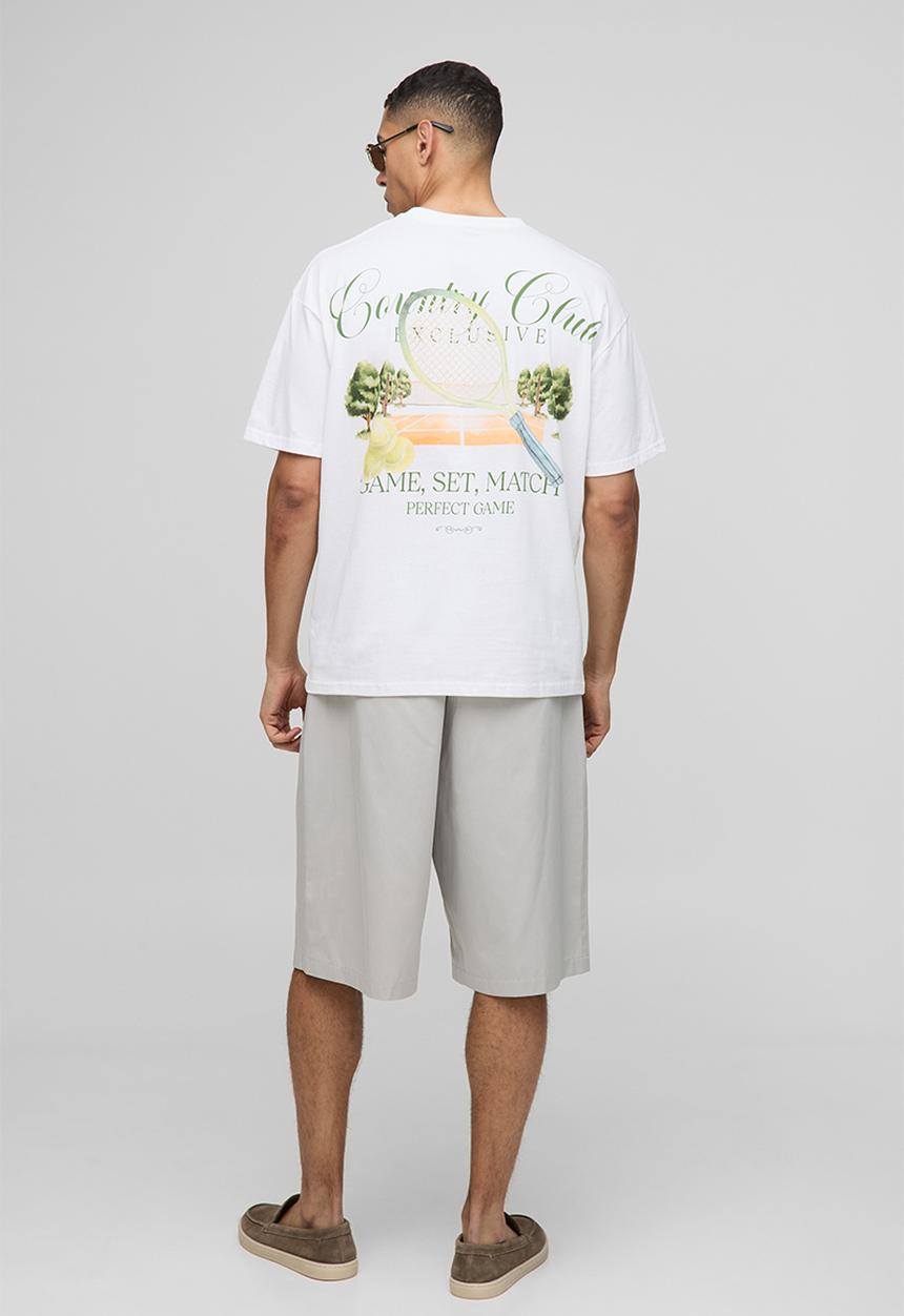 boohooMAN - Oversized Country Club Tennis Graphic T-shirt - White