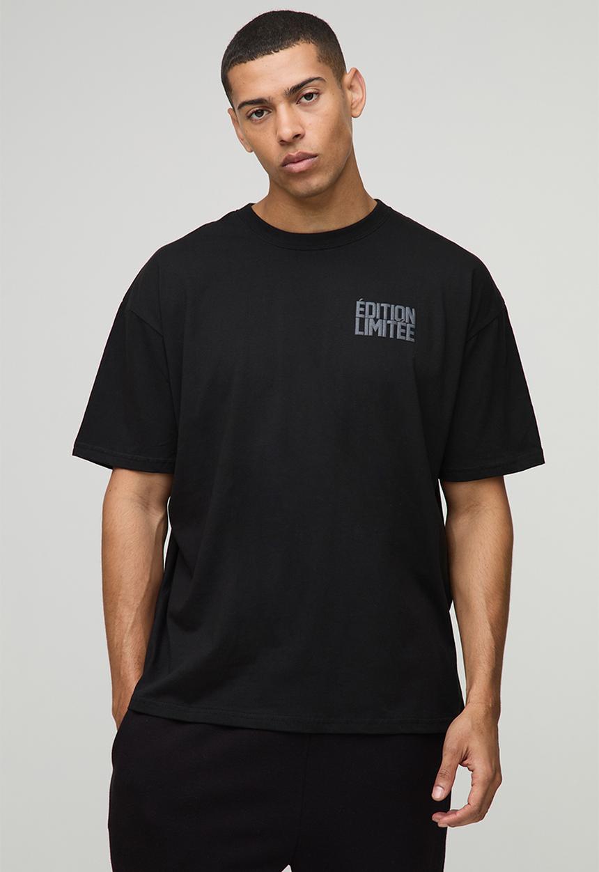 boohooMAN - Oversized Edition Limitee Puff Print Floral T-shirt - Black