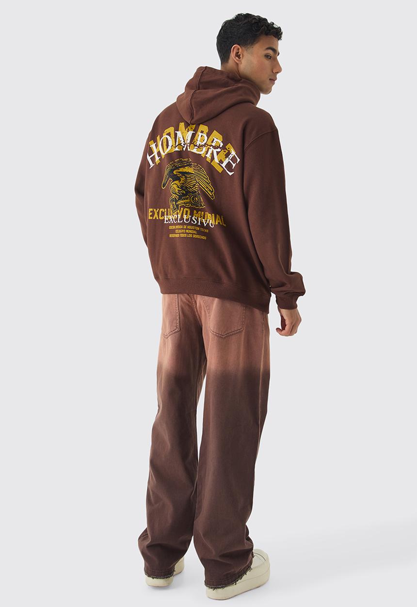 boohooMAN - Fixed Waist Relaxed Raw Hem Washed Trouser - brown