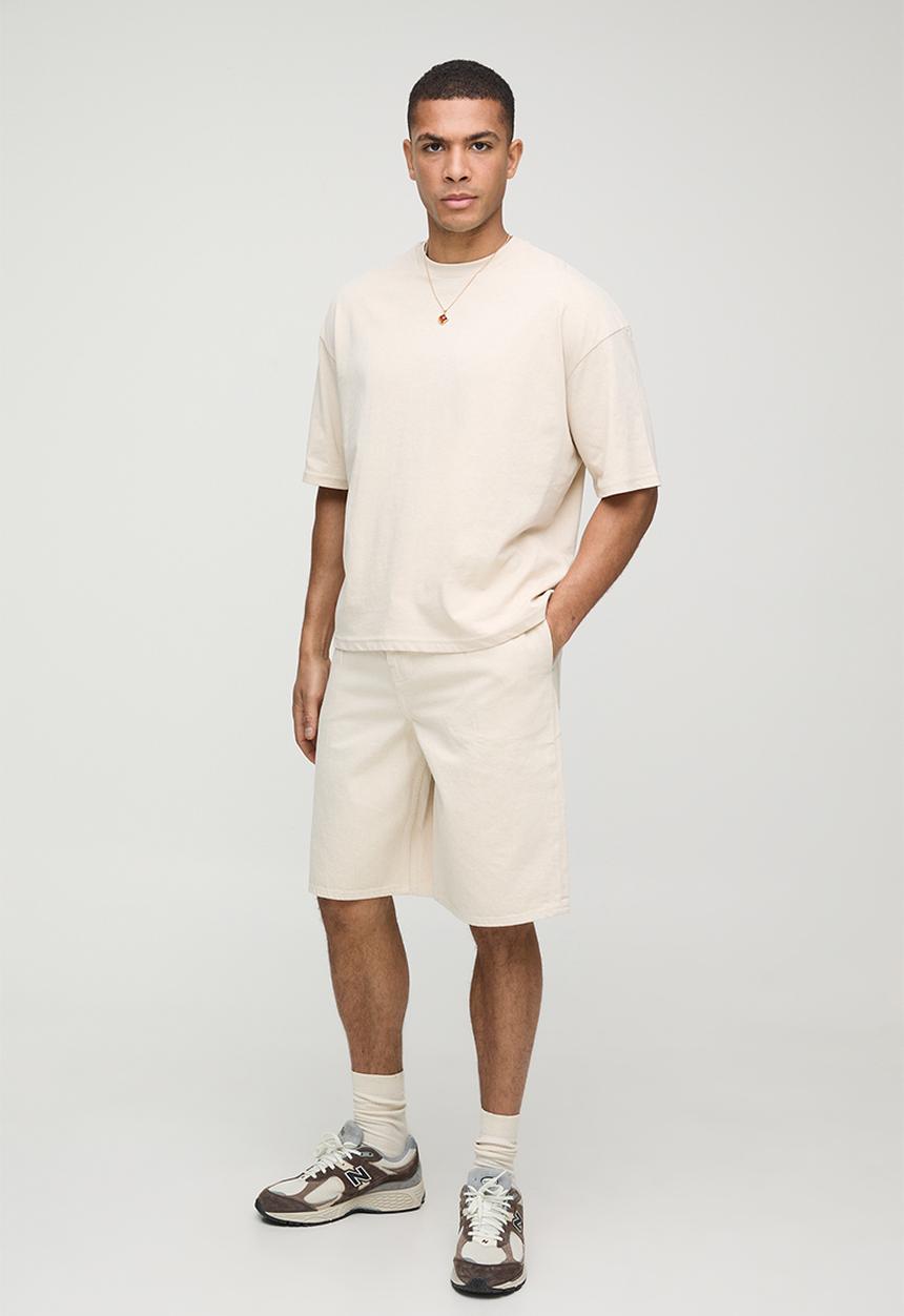boohooMAN - Basic Oversized Boxy Crew Neck T-shirt - stone