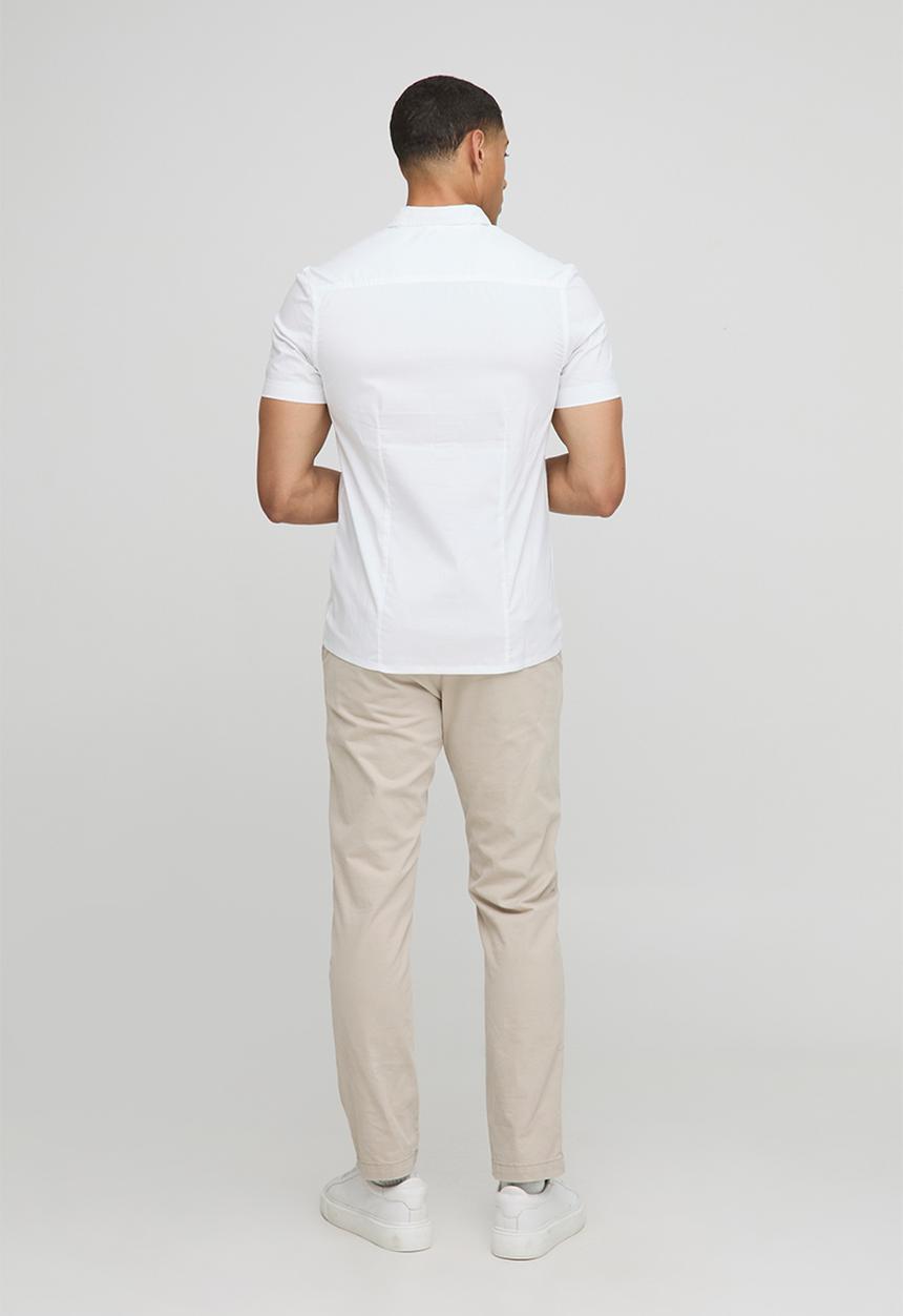 boohooMAN - Slim Fit Basic Short Sleeve Collared - White