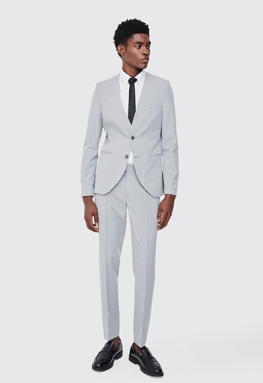 boohooMAN - Fixed Waist Slim Pintuck Tailored Trousers - Grey