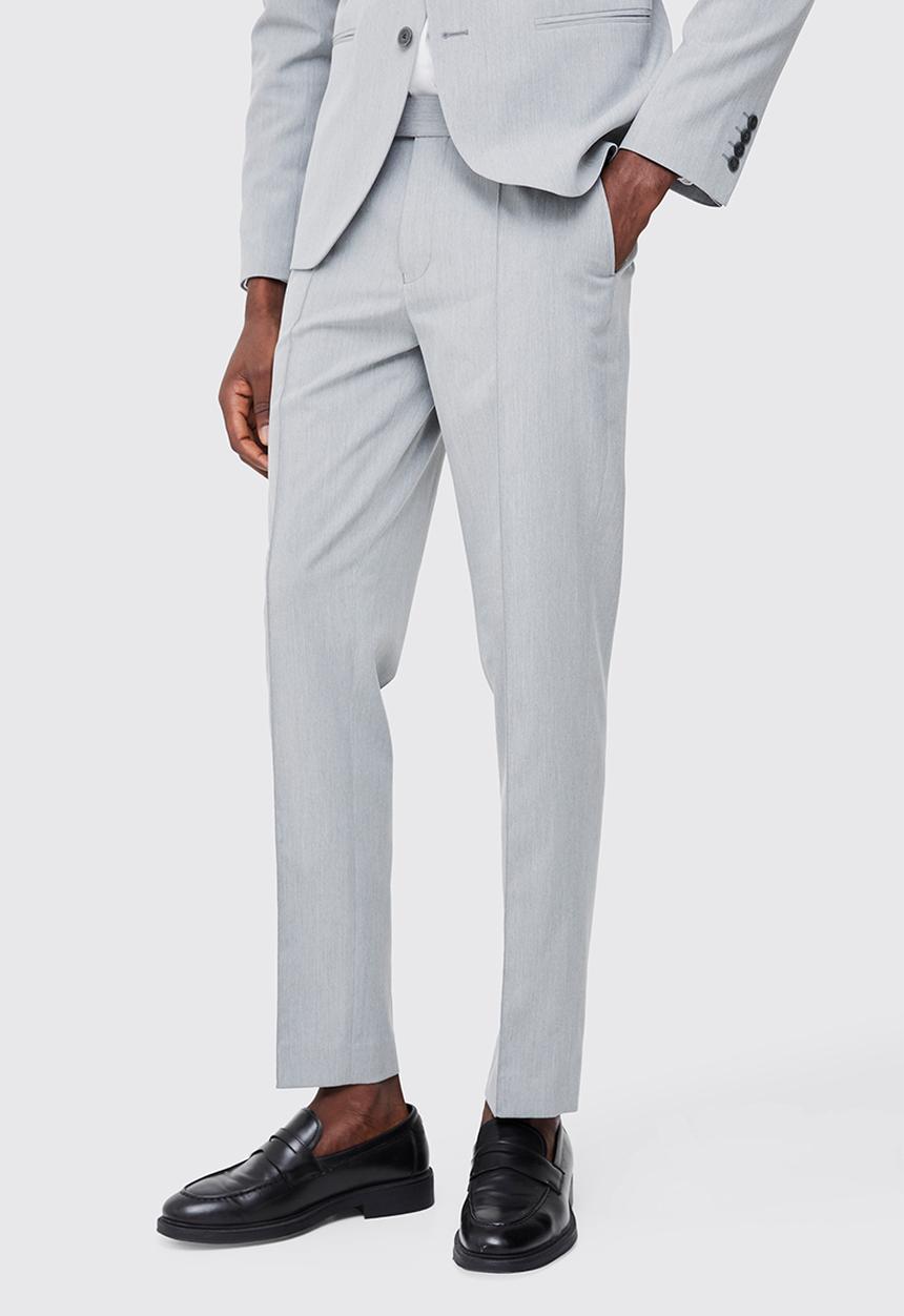 boohooMAN - Fixed Waist Slim Pintuck Tailored Trousers - Grey