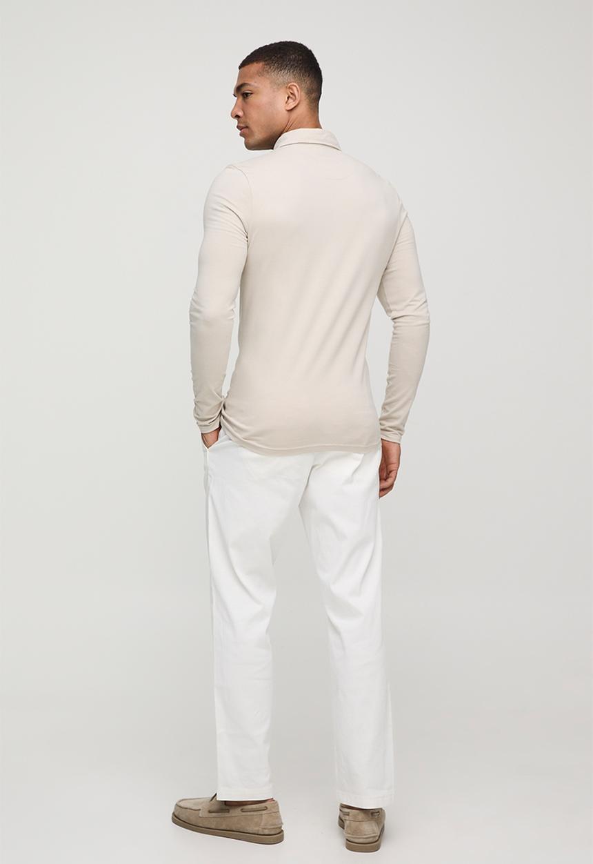 boohooMAN - Stretch Muscle Fit Jersey Long Sleeve Shirt - Stone