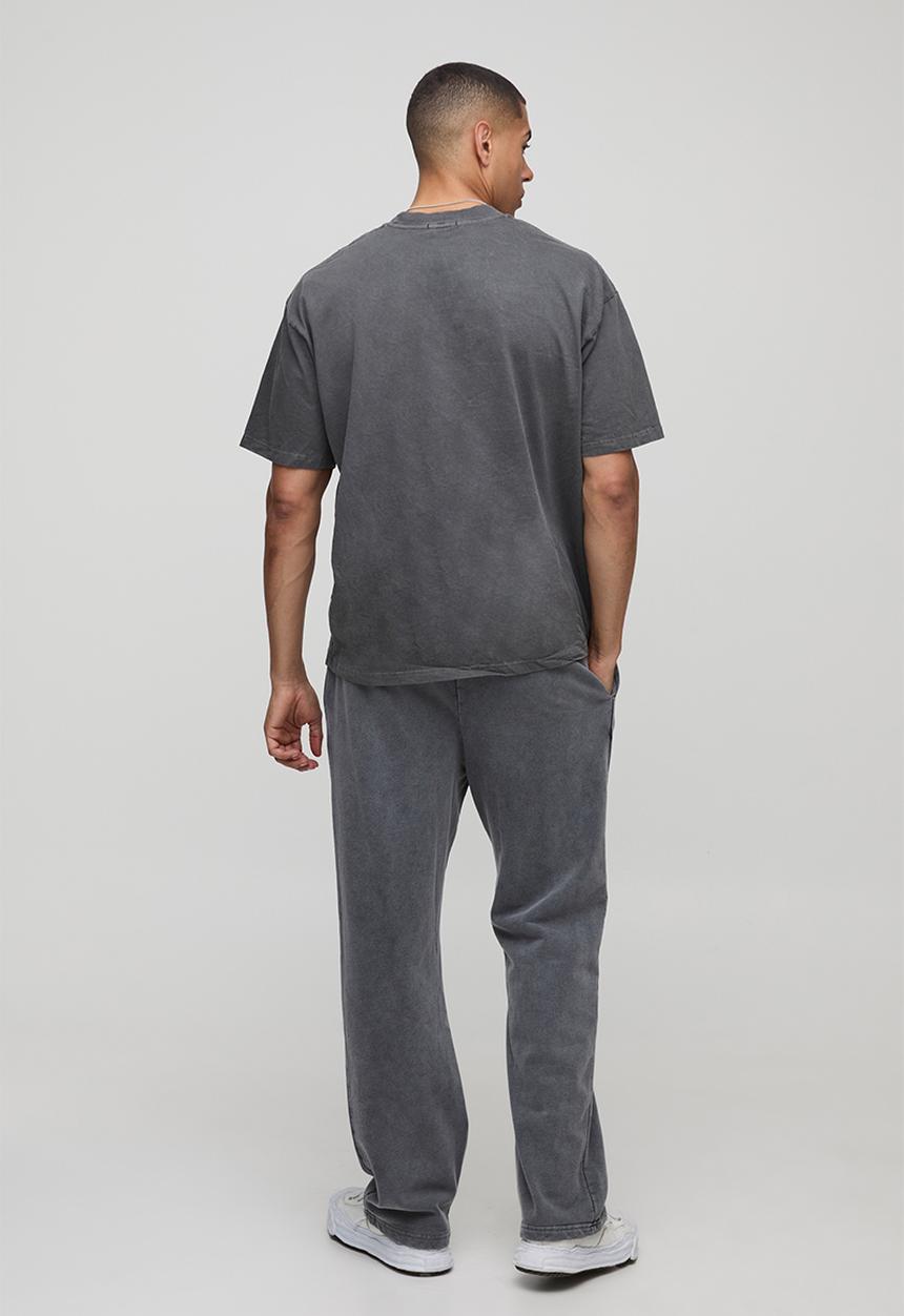 boohooMAN - Charcoal Oversized Extended Neck Washed Cherry Lips Graphic - charcoal