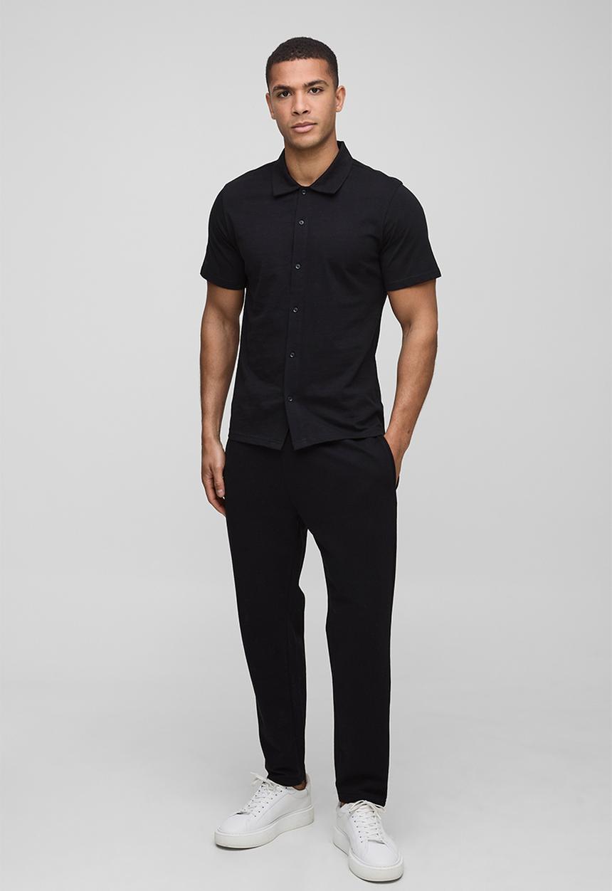 boohooMAN - Slim Fit Jersey Short Sleeve Shirt - Black