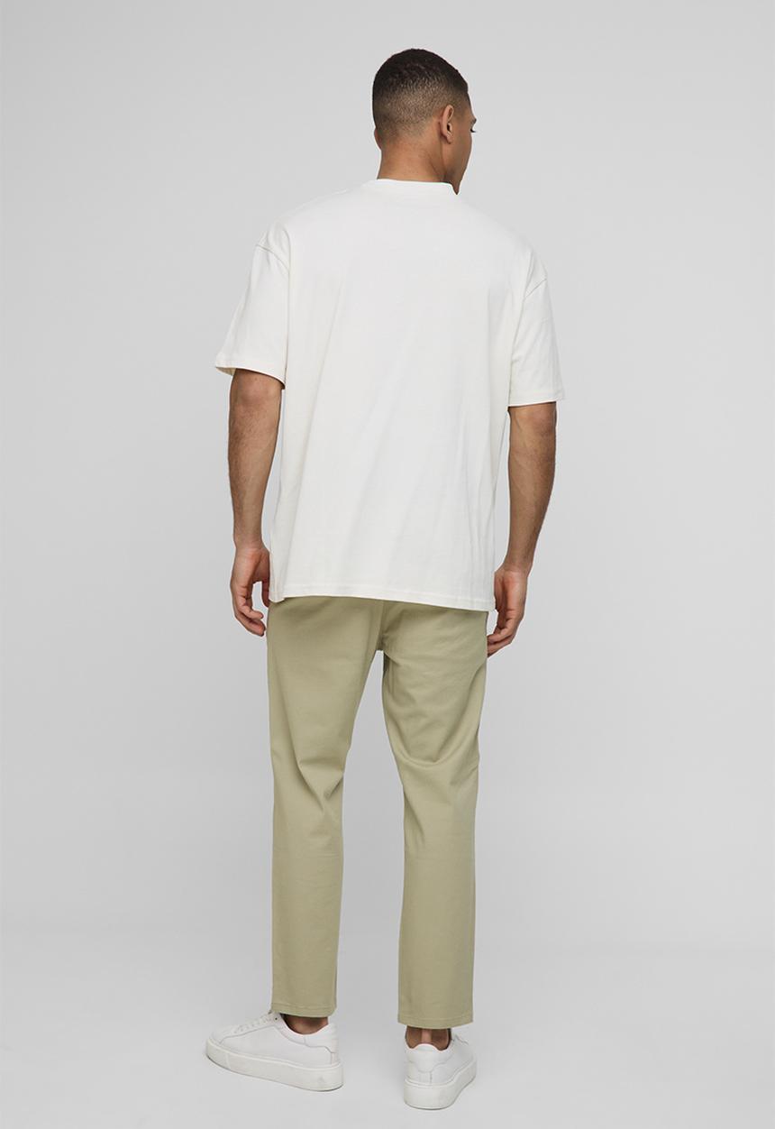 boohooMAN - Fixed Waist Slim Cropped Chino Trousers - Khaki