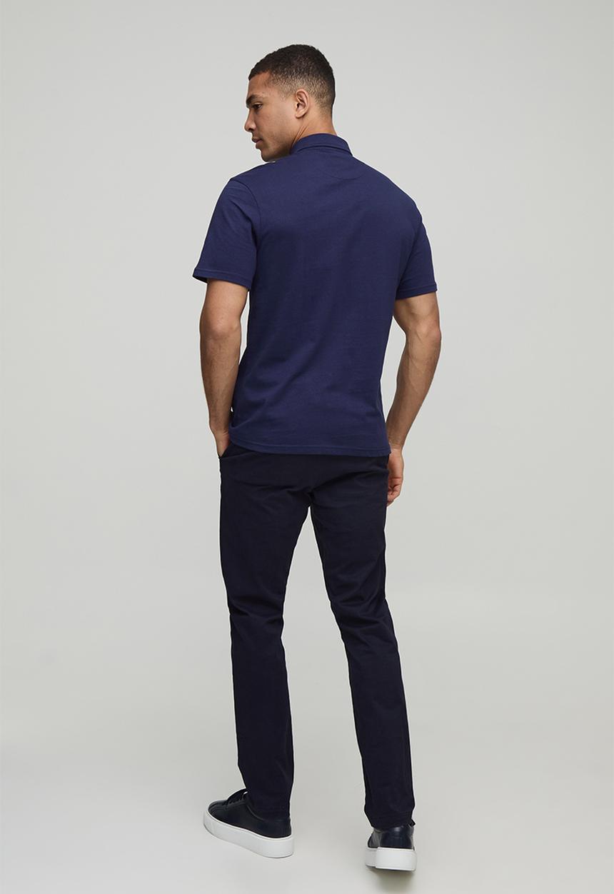 boohooMAN - Slim Fit Jersey Short Sleeve Shirt - Navy