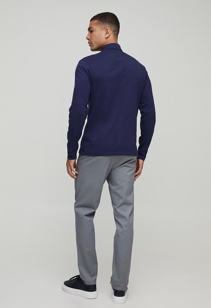 boohooMAN - Slim Fit Jersey Long Sleeve Shirt - Navy