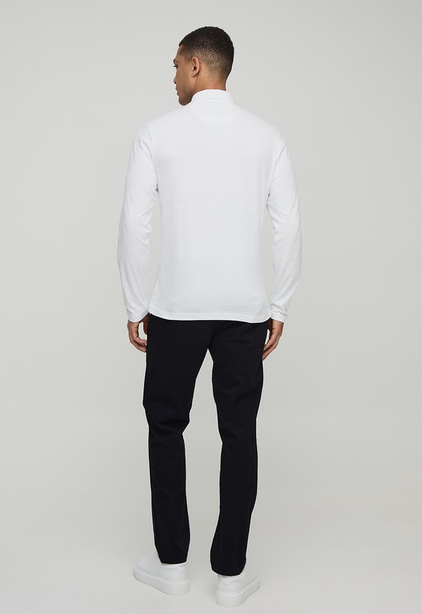 boohooMAN - Slim Fit Jersey Long Sleeve Shirt - White