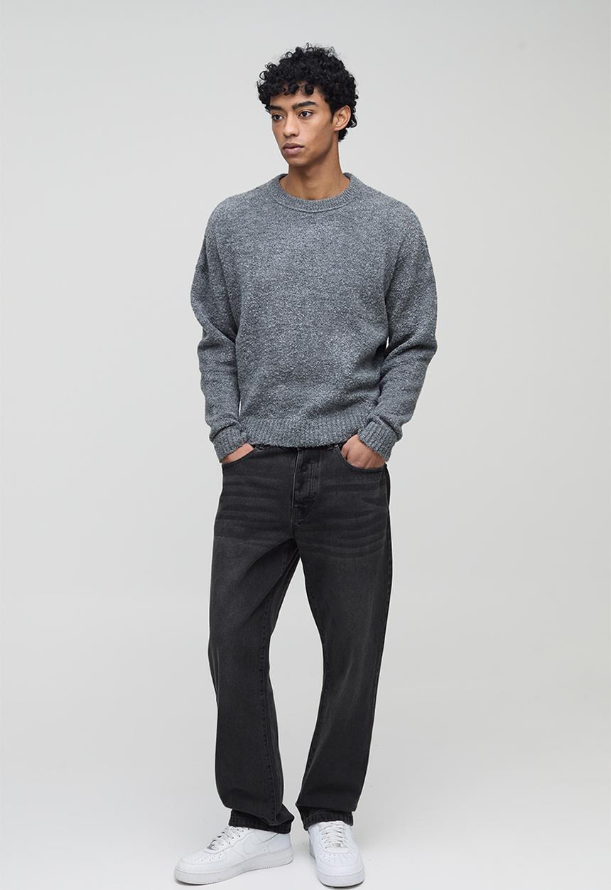 boohooMAN - Straight Rigid Washed Jeans - Charcoal