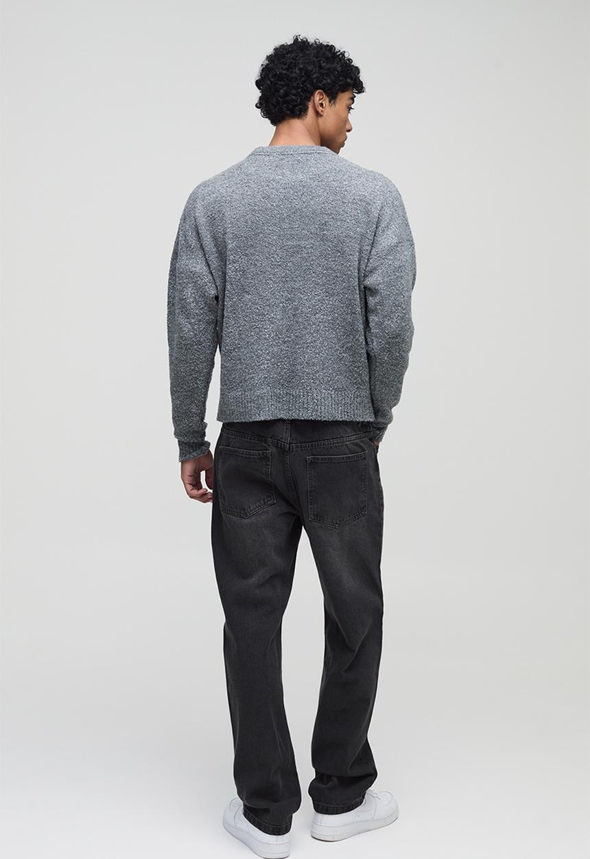 boohooMAN - Straight Rigid Washed Jeans - Charcoal