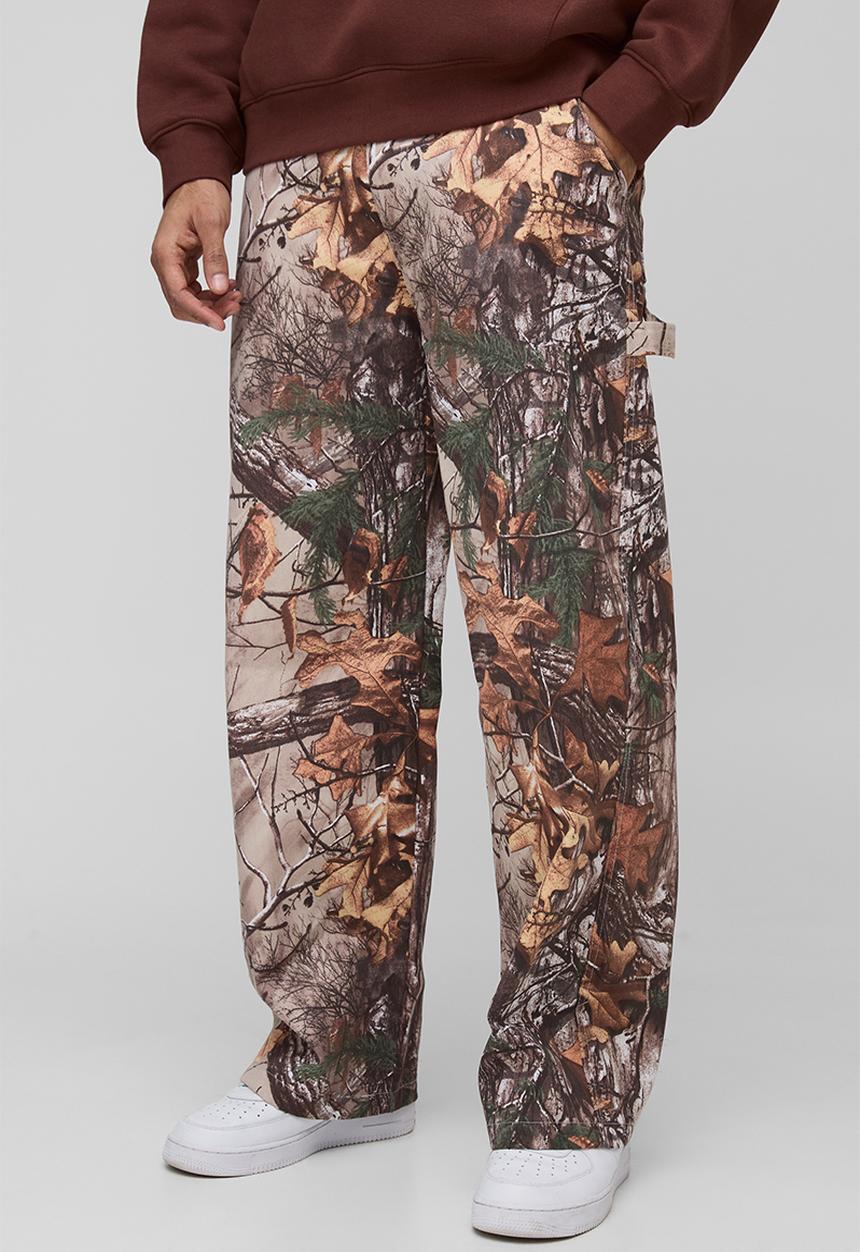 Baggy Washed Camo Carpenter Trousers - camo