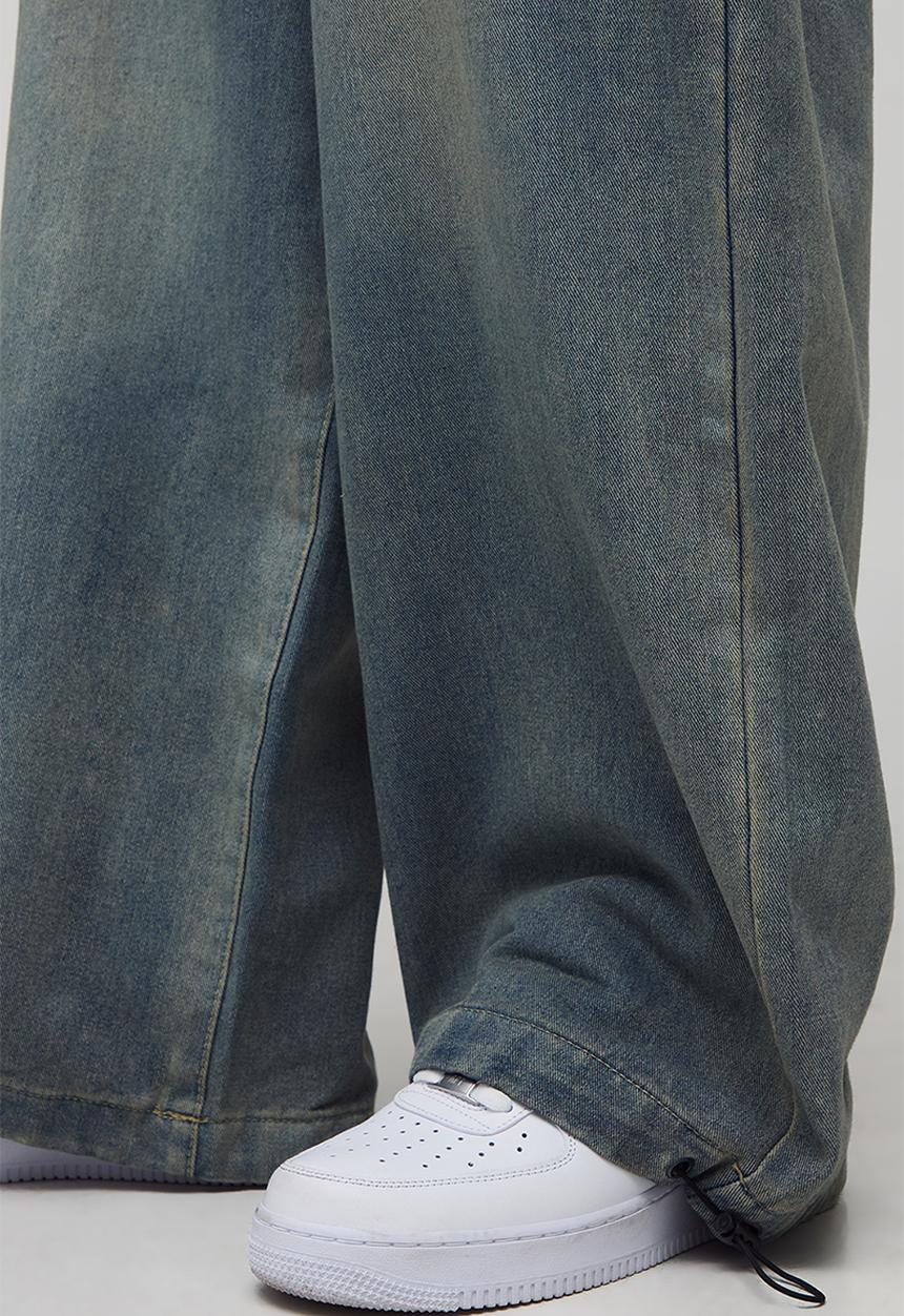 boohooMAN - Denim Parachute Washed Jeans - Antique Blue