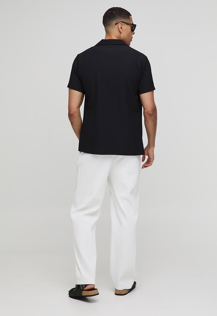 boohooMAN - Relaxed Fit Elasticated Waist Pleated Trousers - White