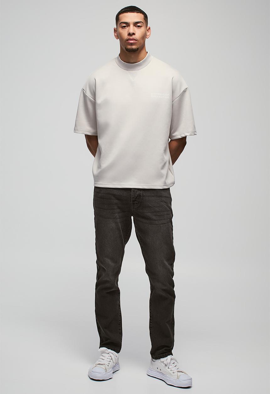boohooMAN - Slim Rigid Washed Jeans - Charcoal
