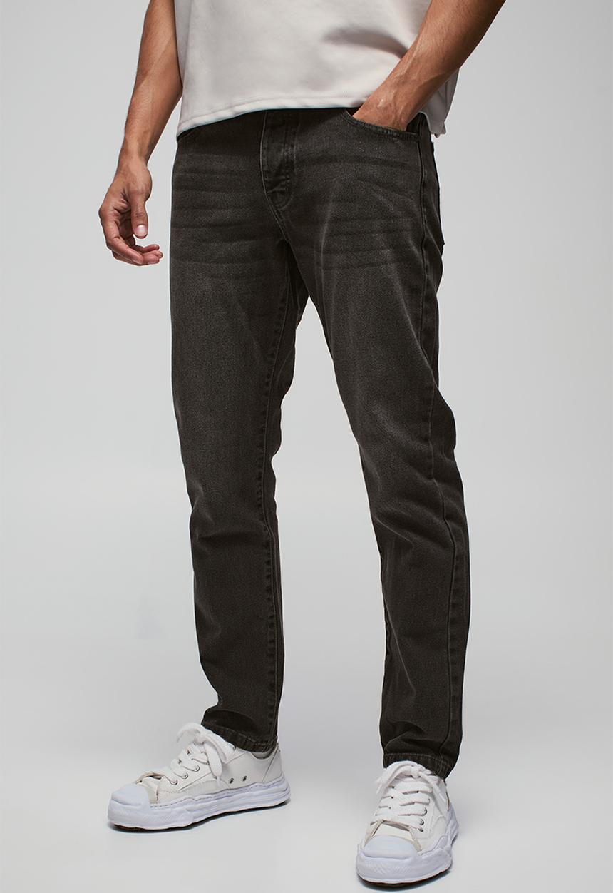 boohooMAN - Slim Rigid Washed Jeans - Charcoal