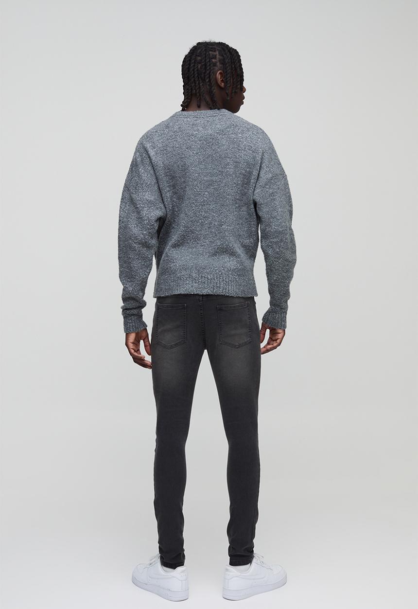 boohooMAN - Super Skinny Stretch Washed Jeans - Charcoal