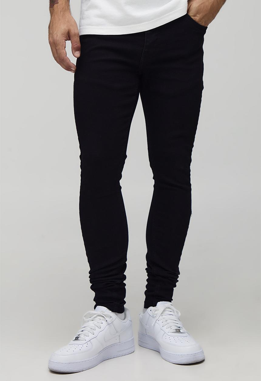 boohooMAN - Super Skinny Stretch Jean - True Black