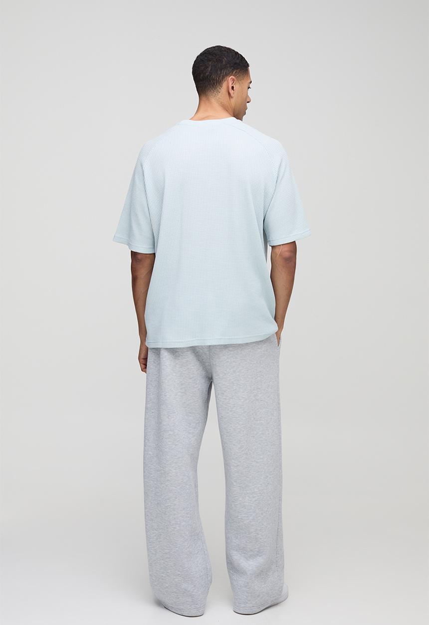 boohooMAN - Oversized Raglan Waffle Print T-Shirt - Blue