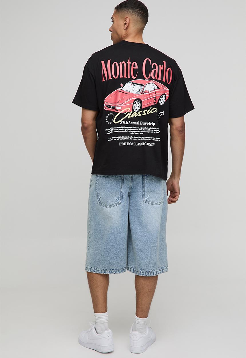 boohooMAN - Oversized Monte Carlo Classic Car Graphic T-Shirt - Black
