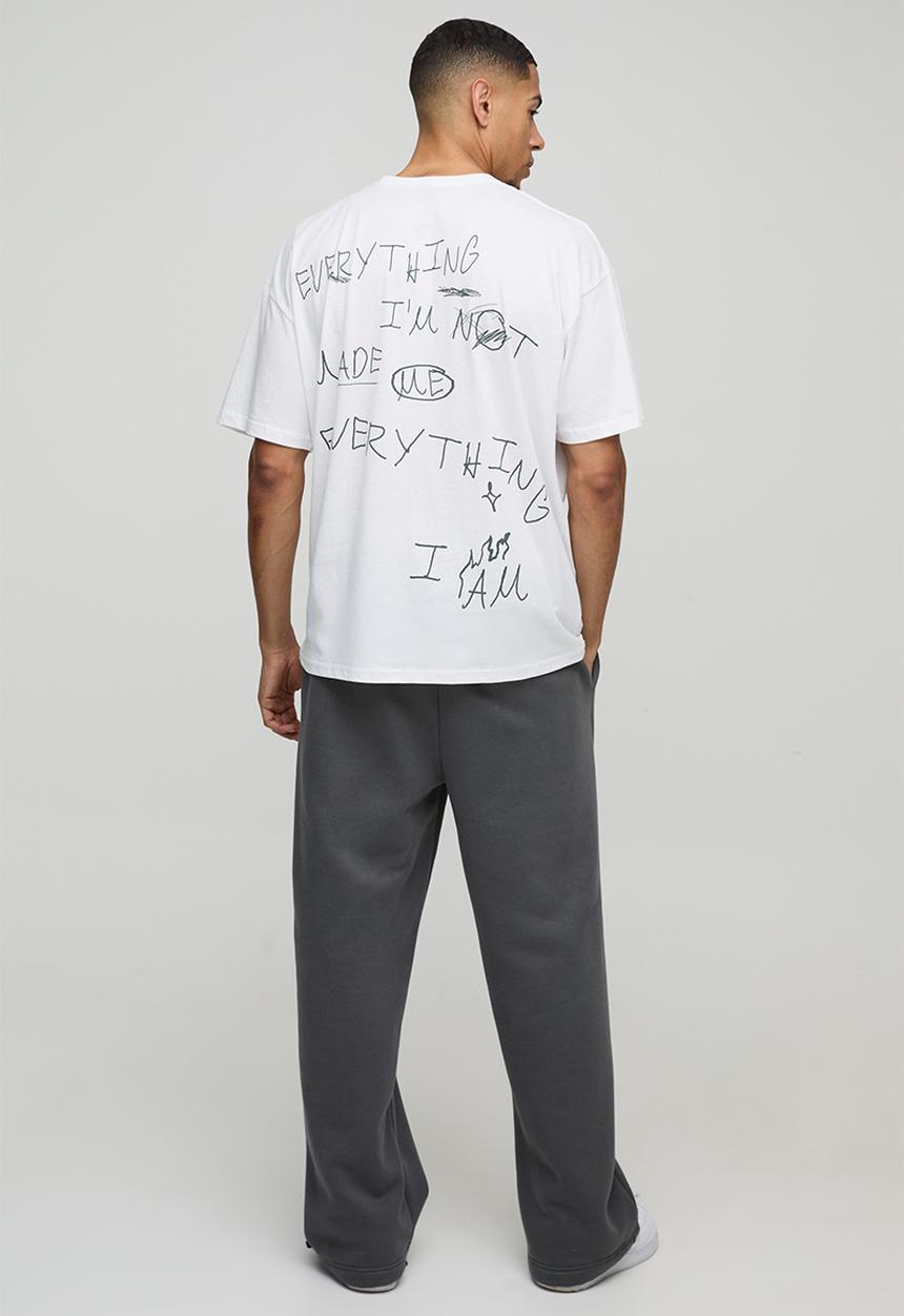 boohooMAN - Oversized Slogan Print T-Shirt - White
