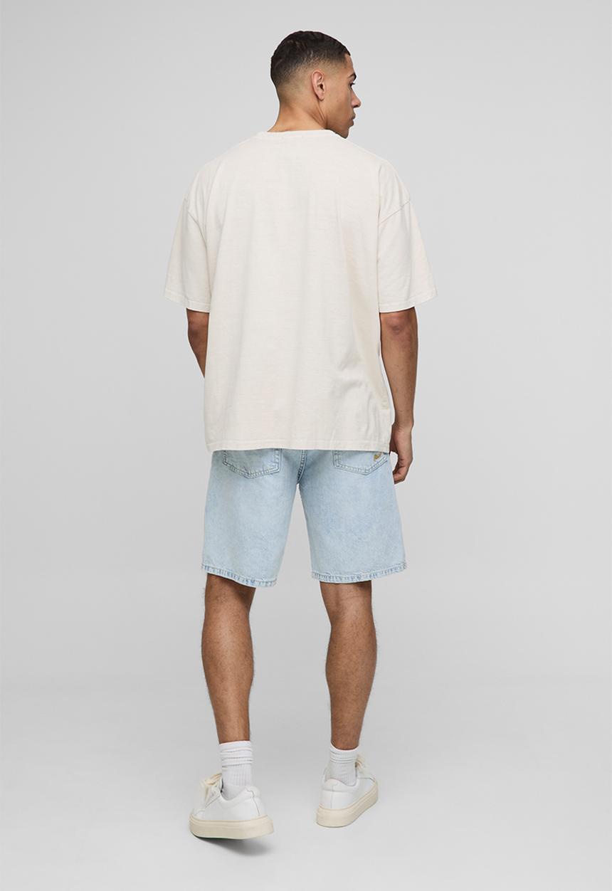 boohooMAN - Oversized Monaco Palm Tree Washed Printed T-Shirt - Stone