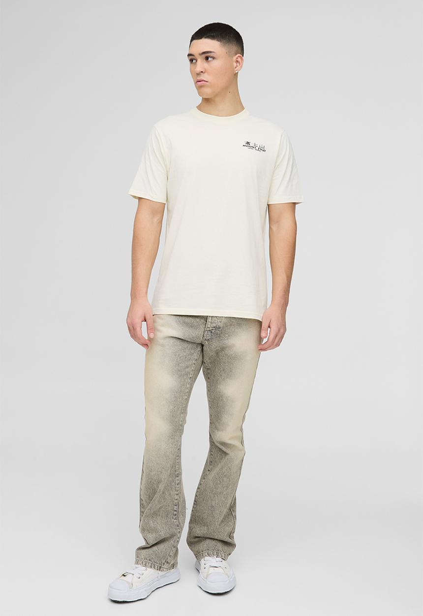 boohooMAN - Regular Fit Mountain Graphic T-Shirt - Ecru
