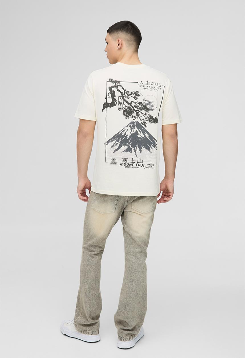 boohooMAN - Regular Fit Mountain Graphic T-Shirt - Ecru