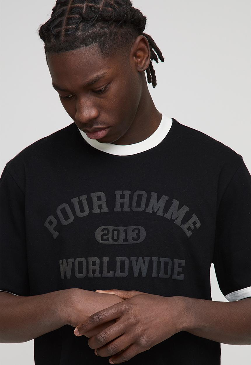 boohooMAN - Regular Fit Pour Homme Ringer T-Shirt - Black