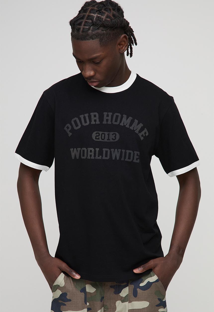 boohooMAN - Regular Fit Pour Homme Ringer T-Shirt - Black