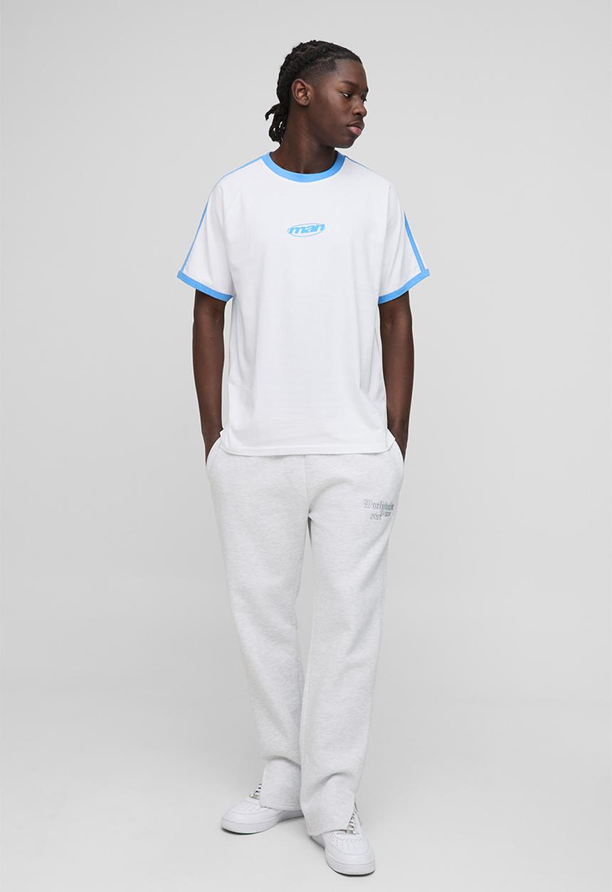 boohooMAN - Regular Fit Man Raglan Sleeve Ringer T-Shirt - White