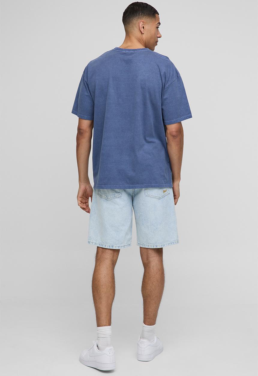 boohooMAN - Oversized Mykonos Washed Printed T-Shirt - Navy