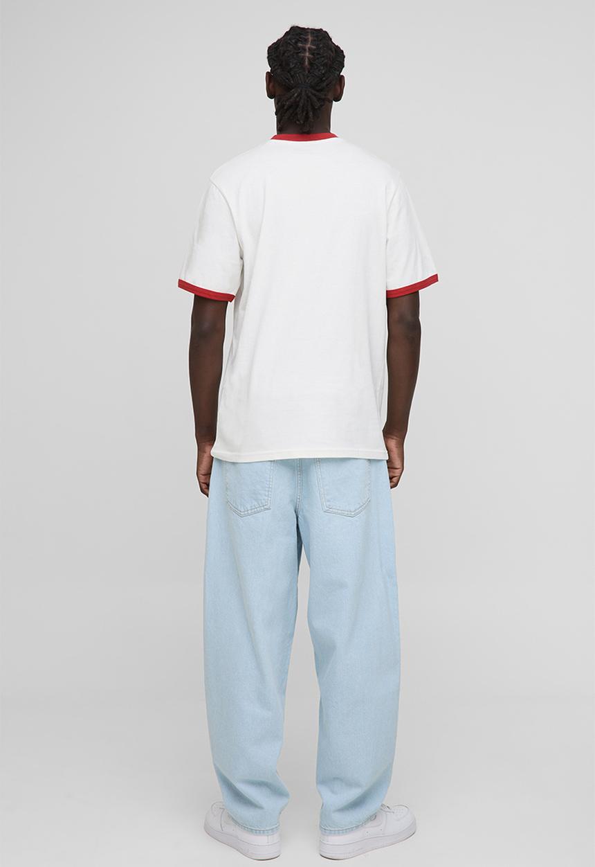 boohooMAN - Regular Fit Varsity Print Ringer T-Shirt - Ecru