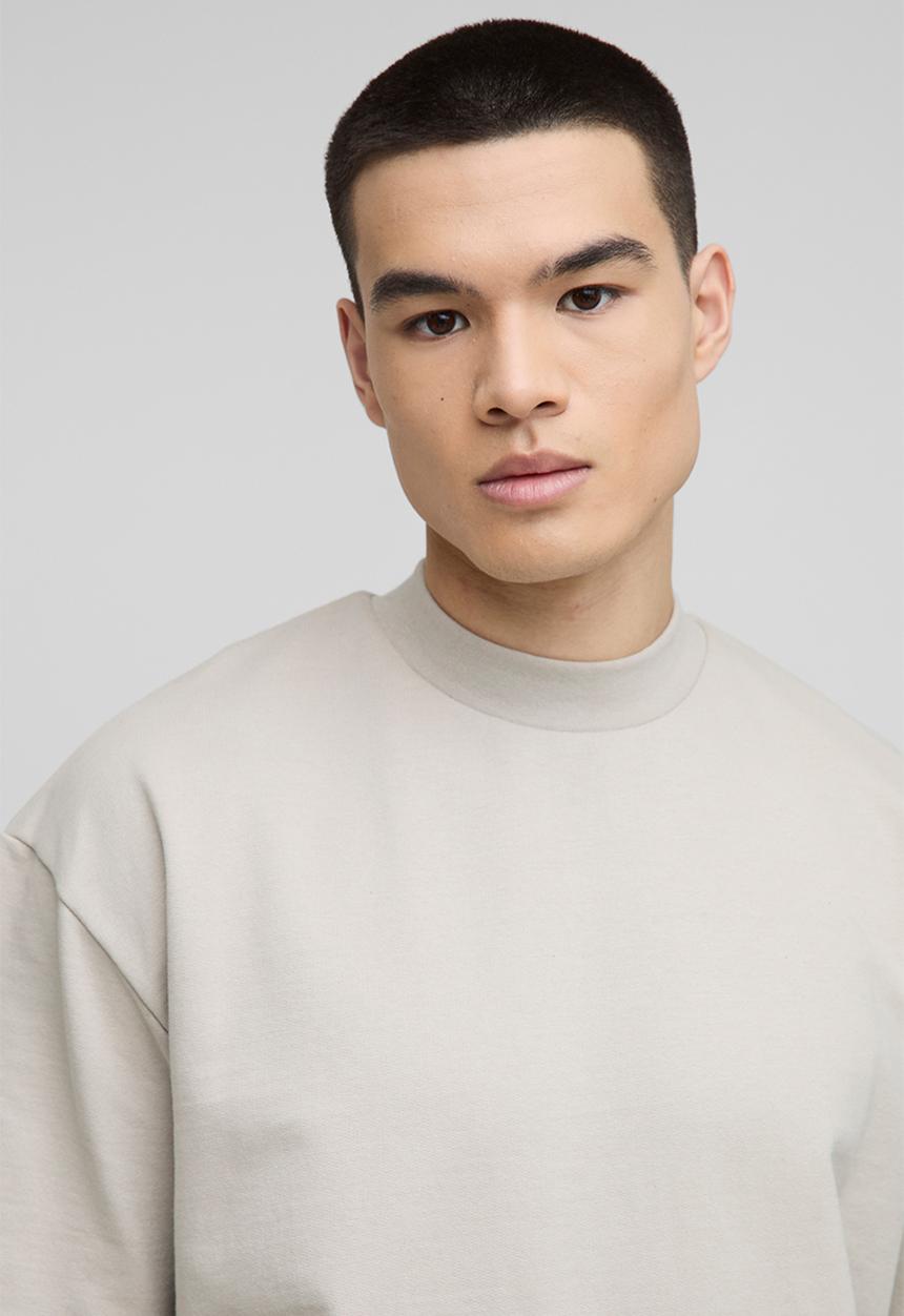 boohooMAN - Oversized Extended Neck Heavyweight T-shirt - Light Khaki