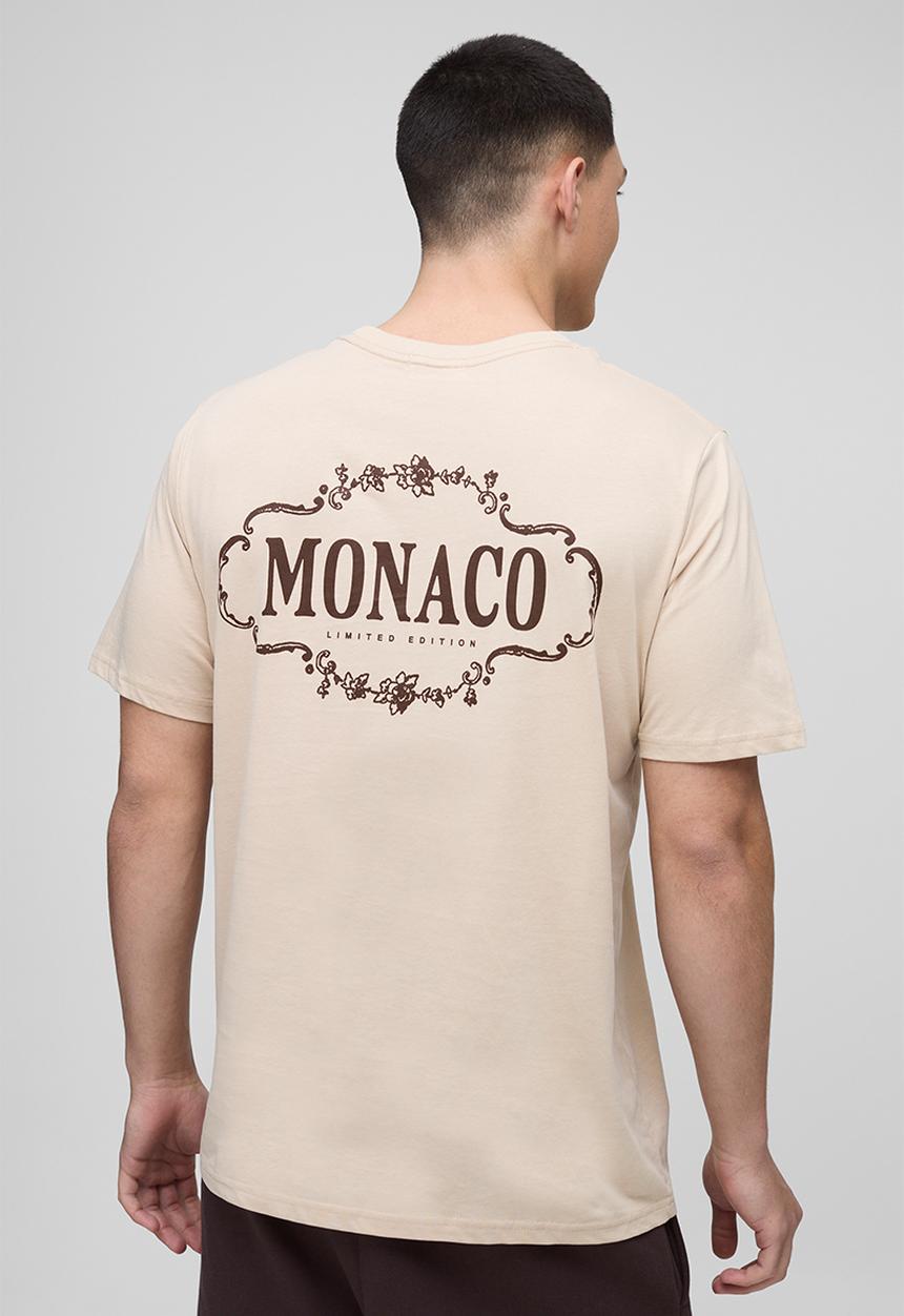 boohooMAN - Regular Fit Monaco Print T-Shirt - sand