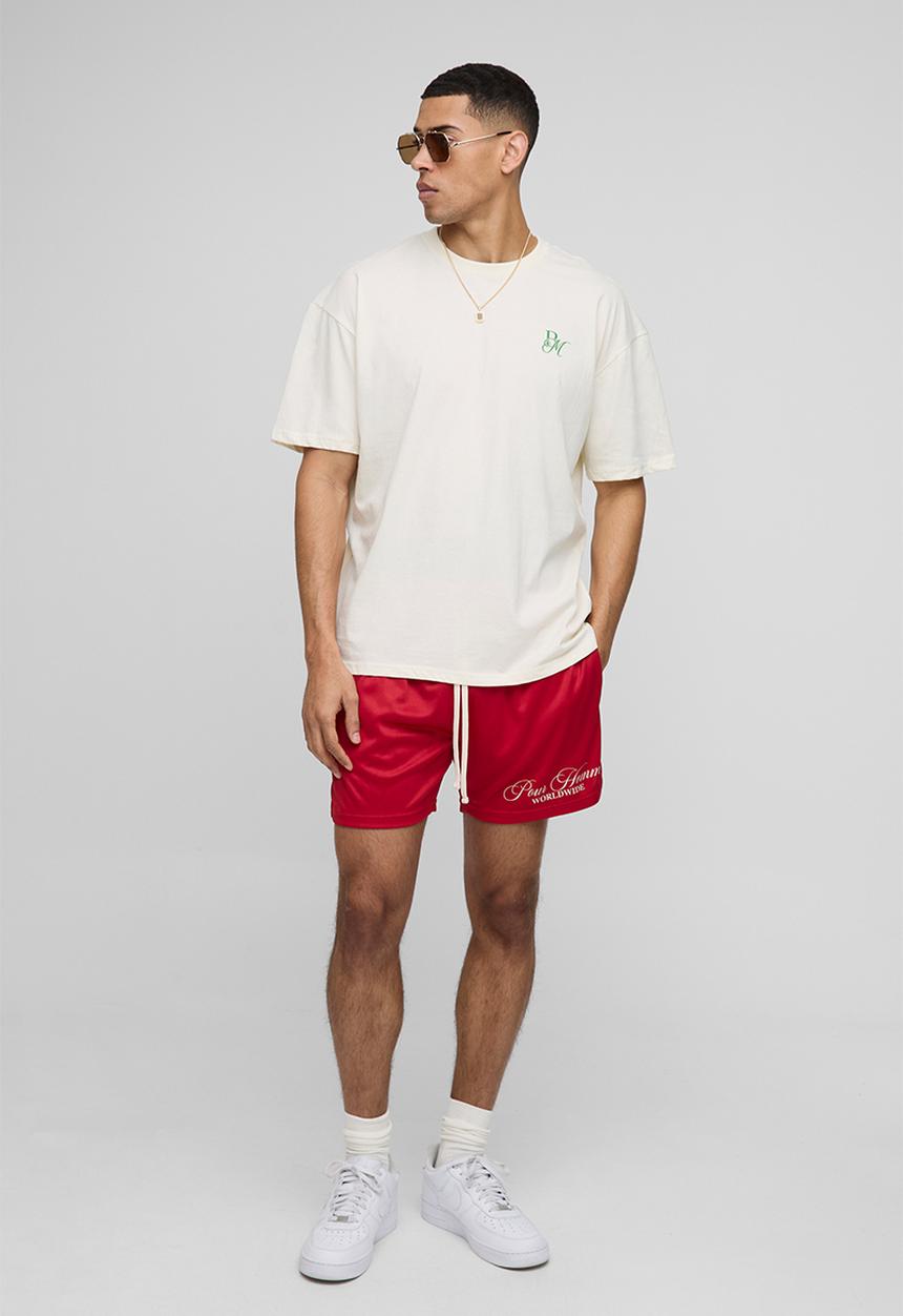 boohooMAN - Oversized Vignola Cherry Print T-Shirt - ecru