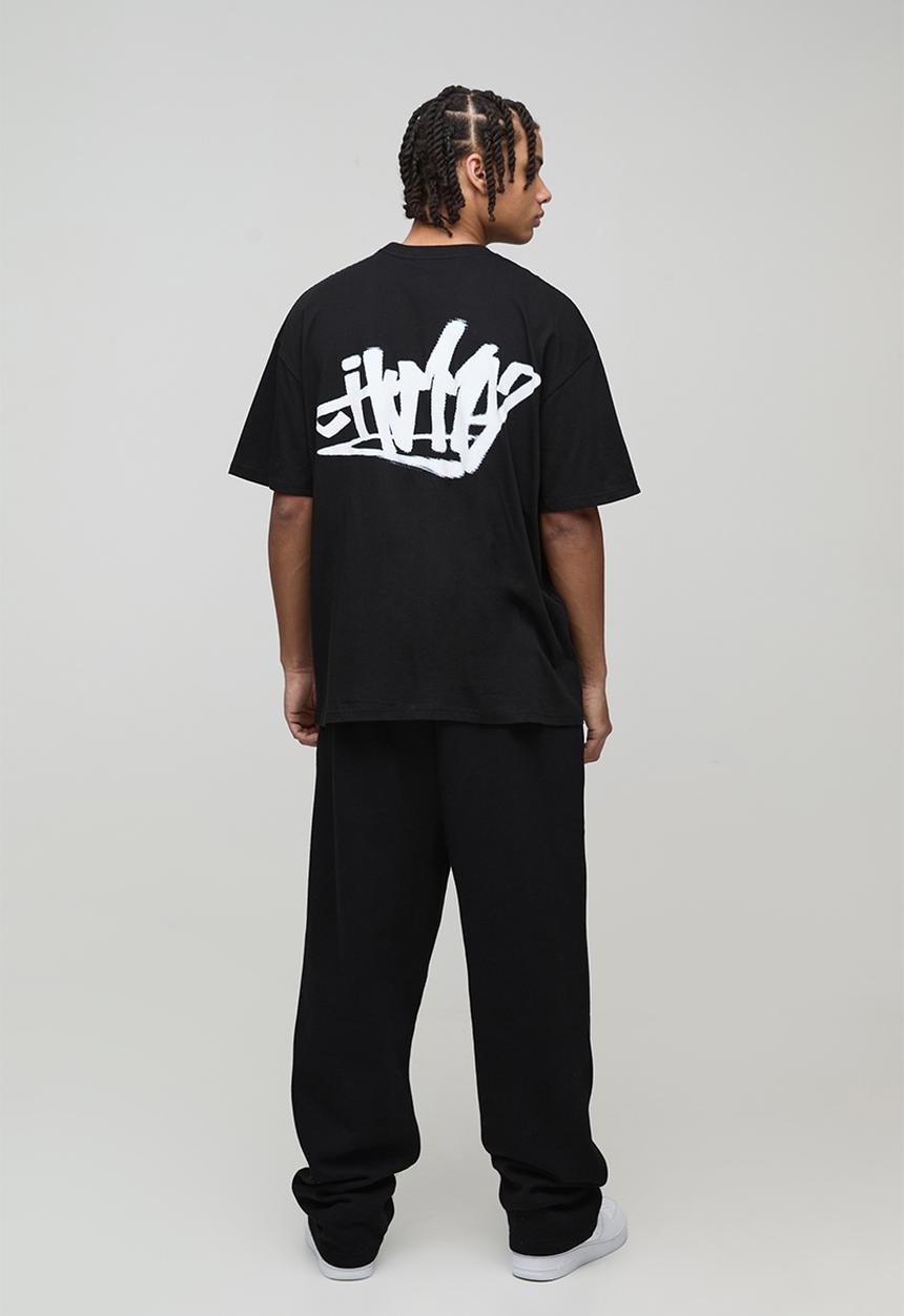boohooMAN - Oversized Homme Back Graffiti Print T-Shirt - Black