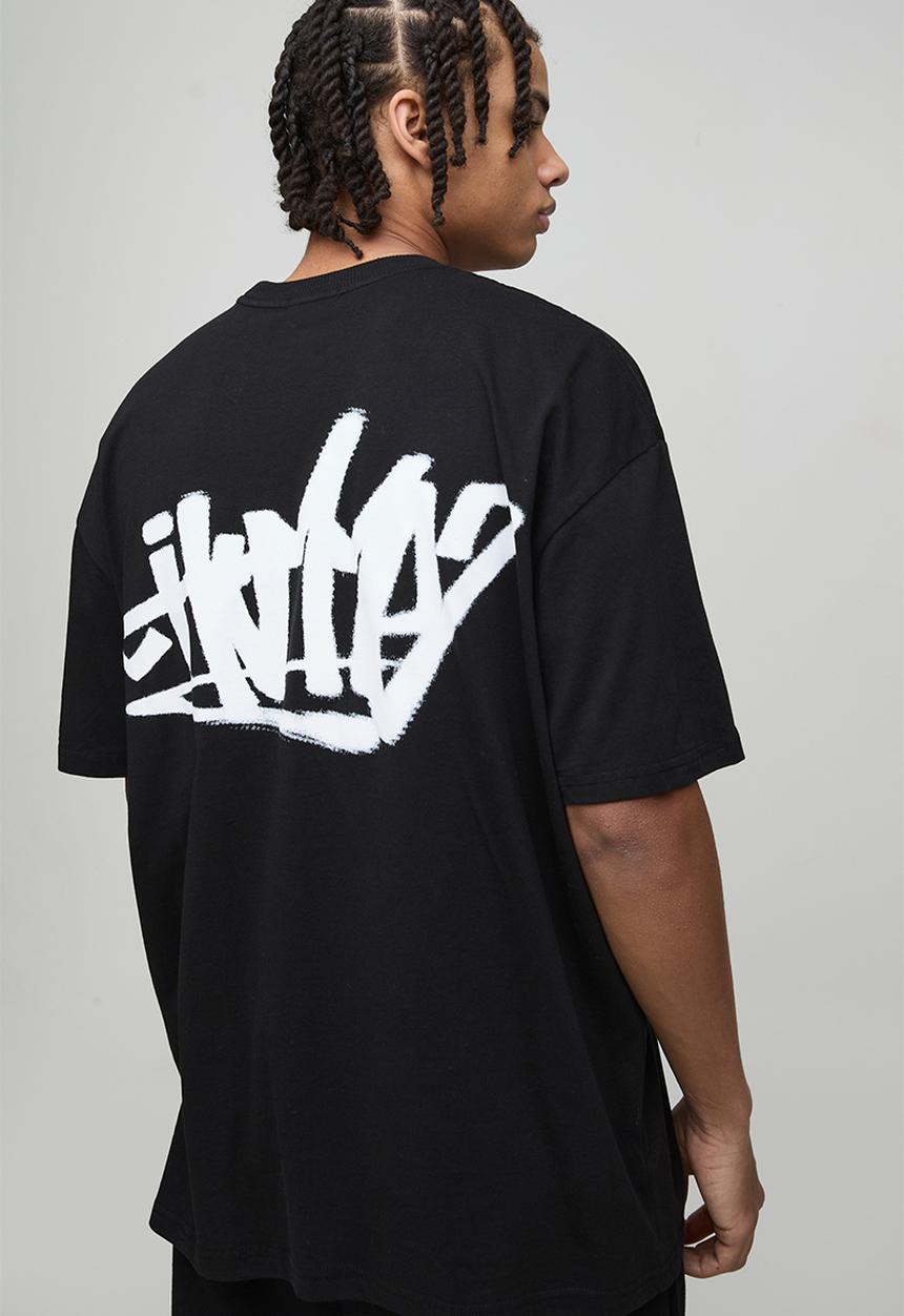 boohooMAN - Oversized Homme Back Graffiti Print T-Shirt - Black