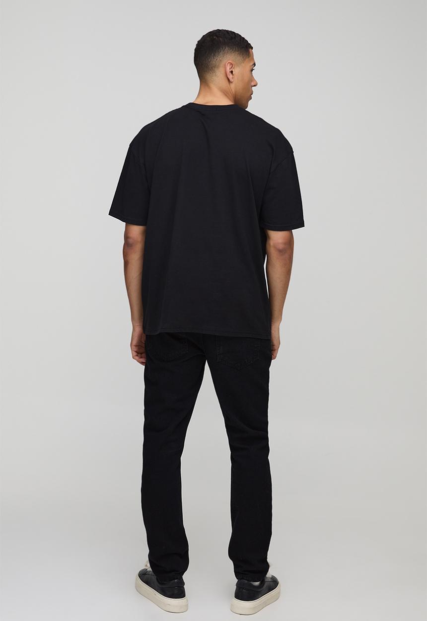 boohooMAN - Oversized Heartless Floral Skull Graphic T-Shirt - Black