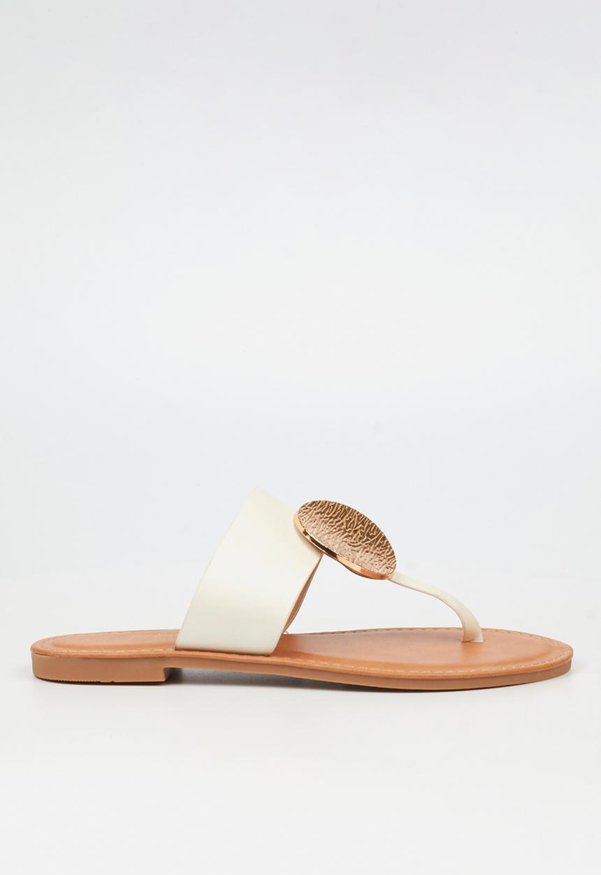Miss Black - Honor 5 toe thong coin sandal - white