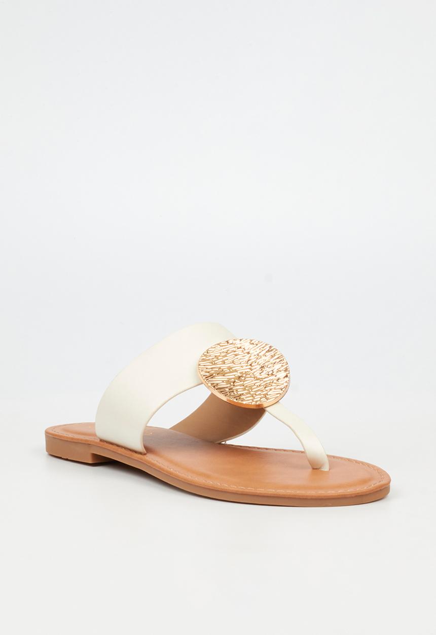 Miss Black - Honor 5 toe thong coin sandal - white