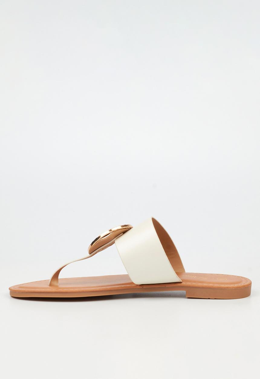 Miss Black - Honor 5 toe thong coin sandal - white
